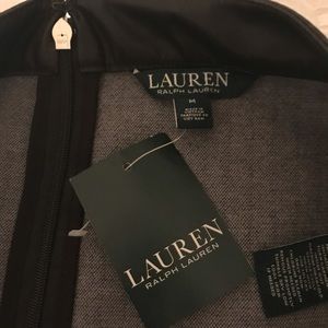 Ralph Lauren herringbone skirt leather trim sz med